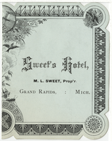 Sweet's Hotel, menu, Sunday, December 6, 1879