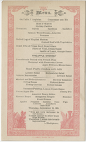 Montezuma Hotel, menu, Thursday, September 13, 1883