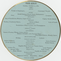 Galt House, menu, Sunday, October 15, 1882