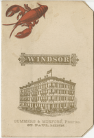 Windsor Hotel, dinner menu, Sunday, June 24, 1883
