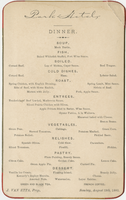 Park Hotel, menu, Sunday, August 19, 1883