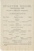 Stanton House breakfast menu