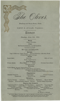 The Oliver dinner menu, Sunday, June 8, 1884