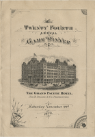 Menu for the Twenty-fourth annual game dinner, Saturday, November 22, 1879, Grand Pacific Hotel  