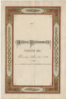 Thanksgiving dinner menu, Thursday, November 25, 1880 , Hotel Brunswick