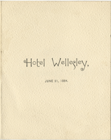 Menu for the Brookline Thursday Club, June 21, 1884, at Hotel Wellesley  
