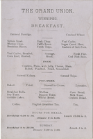 The Grand Union breakfast menu