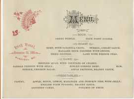 Park Hotel, menu, November 25, 1880