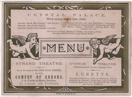 Langham Hotel menu, Thursday, March 8, 1883
