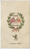 City Imperial Volunteers (C.I.V.), welcome event, menu, October 29, 1900