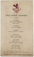 Hôtel Métropole, lunch menu, October 17, 1885