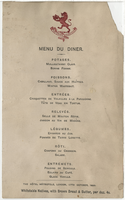 Hôtel Métropole dinner menu, October 17, 1885