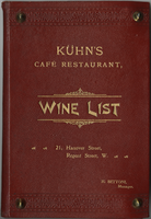 Kuhn's Cafe Restaurant wine list