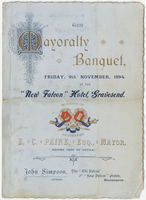 The Mayoralty banquet, menu, Friday, November 9, 1894