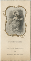 Dinner party, menu, Wednesday, July 16, 1902, at The Cecil Restaurant