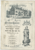 Merchant Taylors' School Club twenty first anniversary, half-yearly dinner, Tuesday, July 1, 1902, at Hotel Cecil Victoria Hall