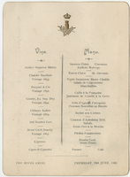 Military event, menu, Thursday, June 19, 1902, at Hotel Cecil