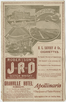 Winchester House Grill and Joint Room, menu, July 16, 1902