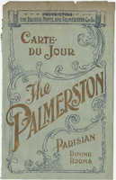 The Palmerston Restaurant menu, Wednesday, May 14, 1902, Parisian Dining Rooms