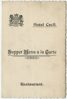 Hotel Cecil restaurant menu