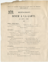 Hotel Cecil menu, June 18, 1902