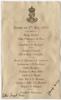 Palais Royal dinner menu, May 1, 1903