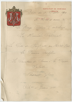 Restaurant de Marivaux dinner menu, October 17, 1894