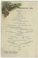 Thanksgiving menu, 1884, Briggs House