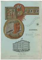 Thanksgiving dinner menu, Thursday, November 27, 1884, Windsor Hotel