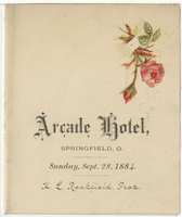 Arcade Hotel menu, Sunday, September 28, 1884