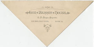 The Barret House dinner menu, August 10, 1884