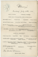 Hotel Orleans, menu, Sunday, July 20, 1884