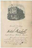 Grand opening of the Hotel Mitchell, invitation, Thursday, January 1, 1885