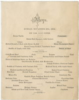 The Bates House, menu, Sunday, November 16, 1884