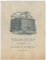 Leland Hotel menu, Thursday, November 27, 1884