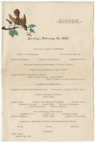 Galt House dinner menu, Sunday, February 15, 1885