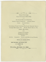 New Waverly menu, Thursday, December 25, 1884