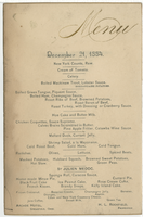 Arcade Hotel menu, December 21, 1884