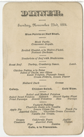 Planters' House, dinner menu, Sunday, November 23, 1884