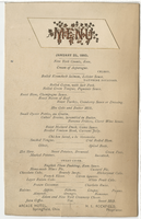 Arcade Hotel menu, January 25, 1885