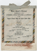 New Year's dinner for employees of the Eagle & Phenix Mills and Girard Cotton Mills, menu, January 6, 1904, Springer's Hotel