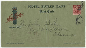 New Year's Eve 1908, menu, Hotel Butler Cafe
