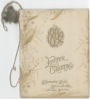 Clarendon Hotel Easter menu, 1892