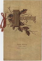 Thanksgiving dinner 1908, menu, Hotel Throop