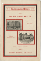 Thanksgiving dinner menu, 1908, Basin Park Hotel