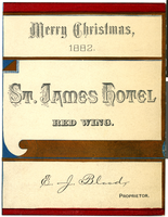 St. James Hotel, Christmas menu, Monday, December 25, 1882