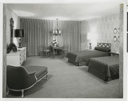 Photograph of a newly renovated guest room in the Sands Hotel, Las Vegas, circa 1961-1963