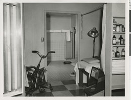 Photograph of workout room at the Sands Hotel, Las Vegas, circa 1950s or 1960s