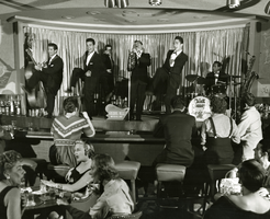Photograph of Freddie Bell and his Bell Boys performing at the Sands Hotel and Casino, Las Vegas, circa 1952
