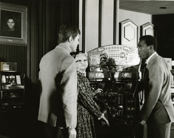 Photograph of Robert Culp and Bill Cosby on the set of "I Spy," Las Vegas, March or April 1965